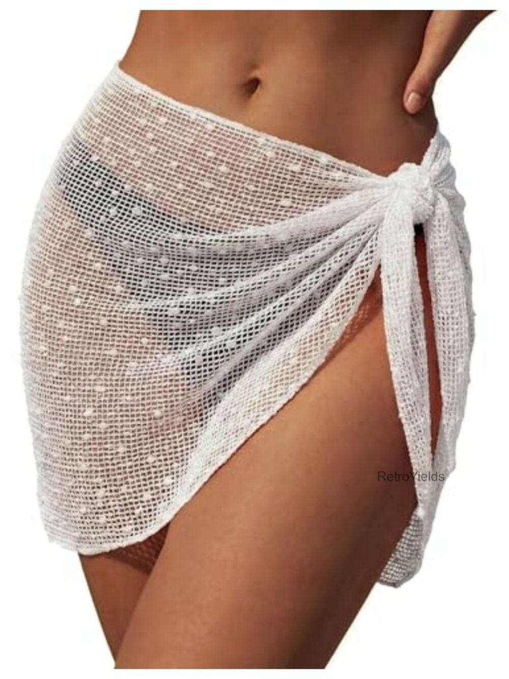 Ekouaer Crochet Sarong Wrap Beach Cover Up Short Coverup Skirt